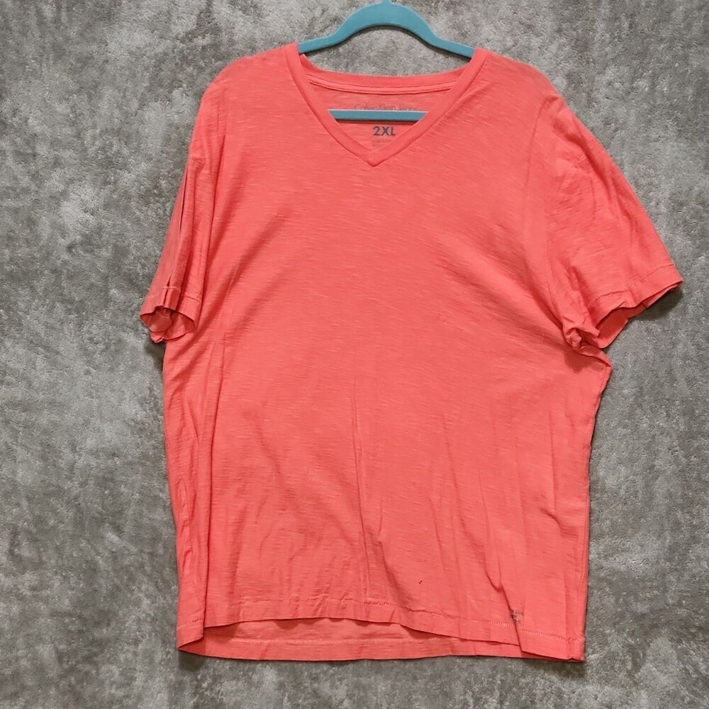 Calvin Klein Jeans Essentials Men's Orange V-Neck Short Sleeve Tee 2XL